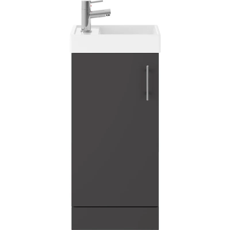 Jenson 400 x 222mm Floor Standing Cloakroom Vanity Unit & Ceramic Basin - Gloss Grey