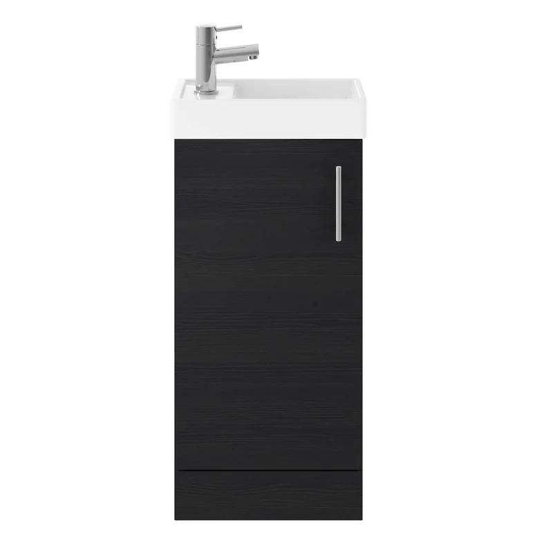 Jenson 400 x 222mm Floor Standing Cloakroom Vanity Unit & Ceramic Basin - Charcoal Black