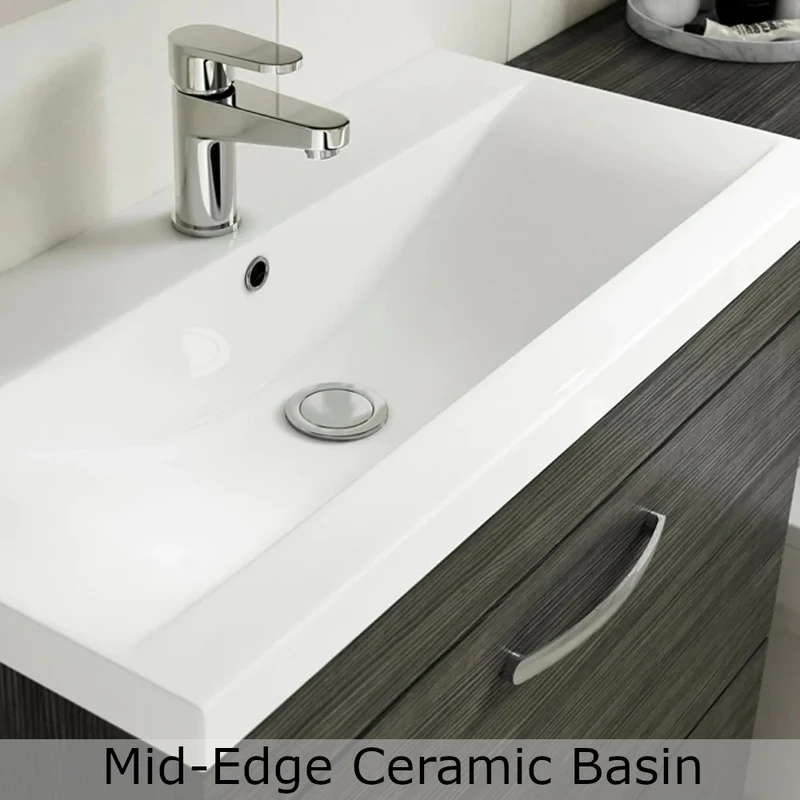 Cape 800mm Wall Hung 2 Drawer Vanity Unit & Mid-Edge Basin - Charcoal Black