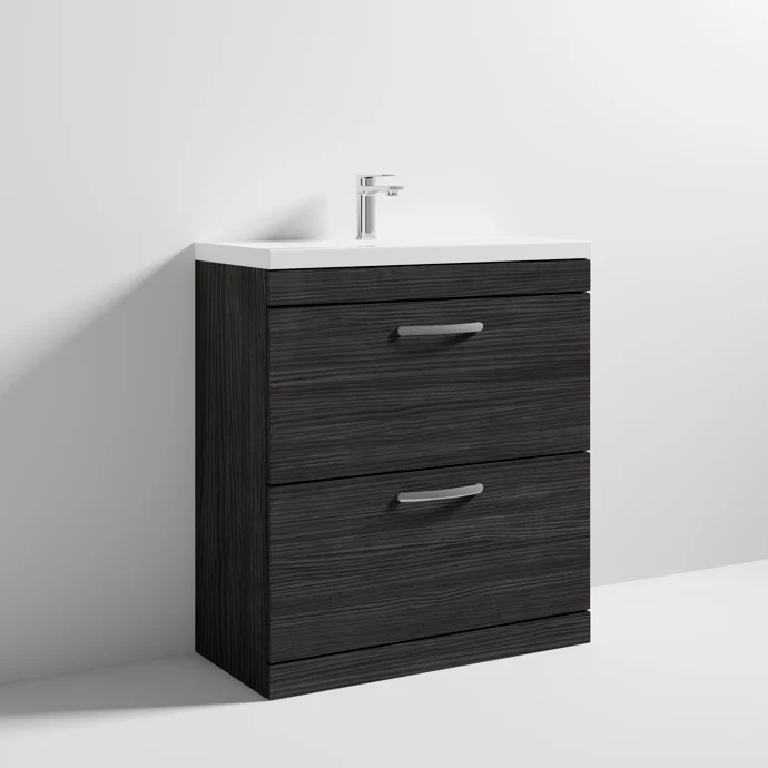 Cape 800mm Floor Standing 2 Drawer Vanity Unit & Mid-Edge Basin - Charcoal Black