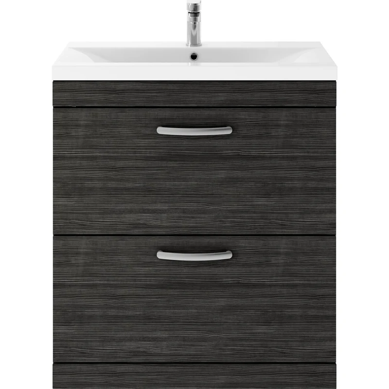 Cape 800mm Floor Standing 2 Drawer Vanity Unit & Mid-Edge Basin - Charcoal Black