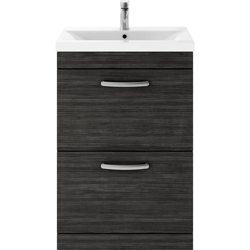 Cape 600mm Floor Standing 2 Drawer Vanity Unit & Mid-Edge Basin - Charcoal Black