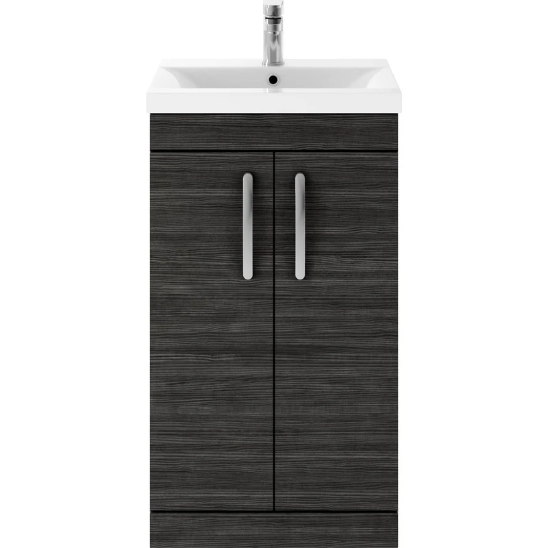 Cape 500mm Floor Standing 2 Door Vanity Unit & Mid-Edge Basin - Charcoal Black