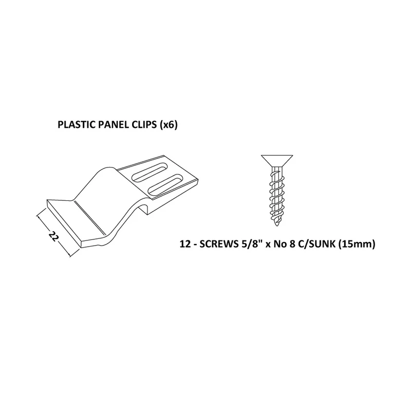 Nuie Bath Panel Clips Contemporary White ABS 50x25x5mm