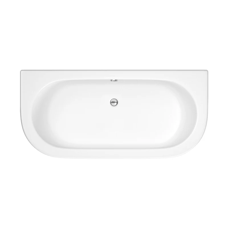 Nuie Shingle Curved Back To Wall Bath & Panel Contemporary White Acrylic