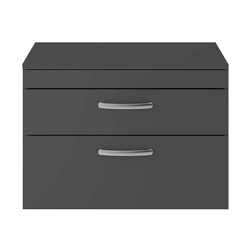 Nuie Athena 800mm Wall Hung Cabinet With Worktop Contemporary Gloss Grey MFC Painted Gloss 557x805x390mm