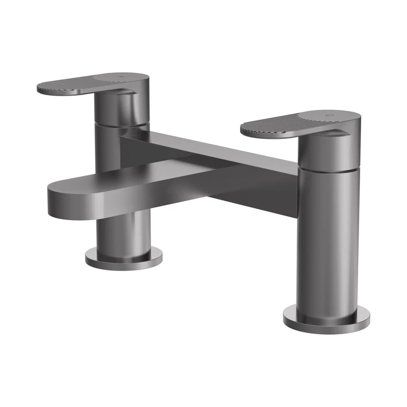 Nuie Cyprus Deck Mounted Bath Filler Contemporary Brushed Pewter Brass 116x230x142mm