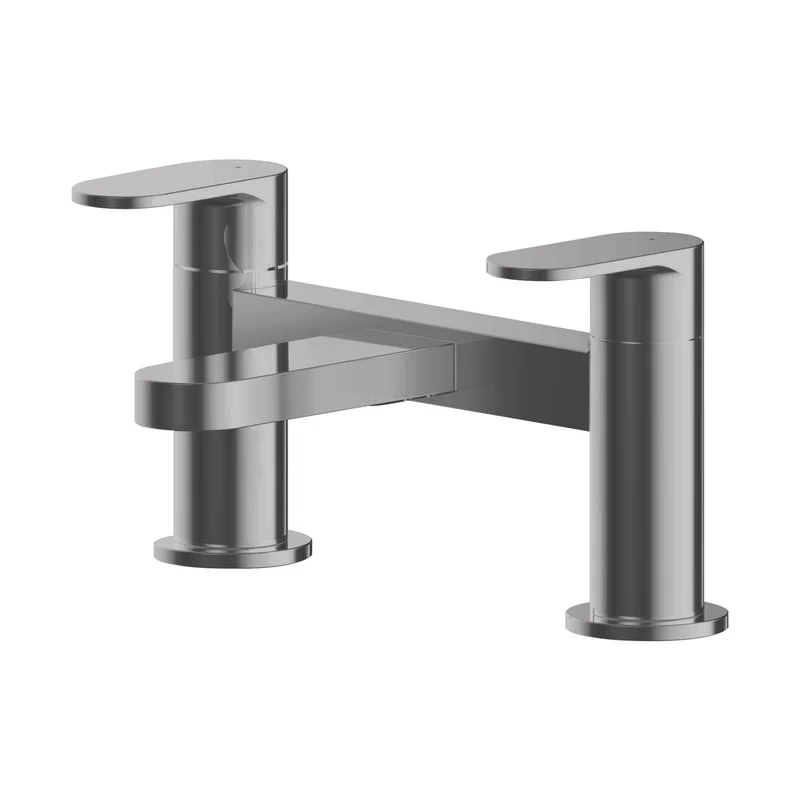 Nuie Binsey Deck Mounted Bath Filler Contemporary Brushed Pewter Brass 120x215x142mm