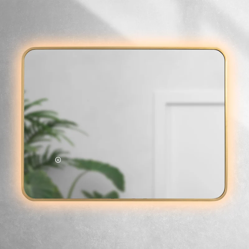 Brushed Brass 800mm x 600mm Frame Mirror with Colour Change
