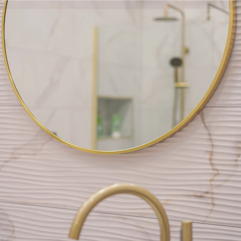 Brushed Brass 800mm x 800mm Plain Round Frame Mirror