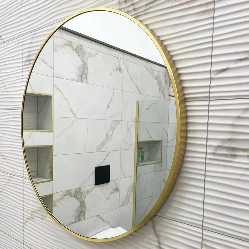 Brushed Brass 800mm x 800mm Plain Round Frame Mirror