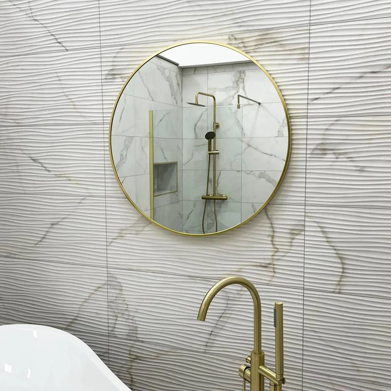 Brushed Brass 800mm x 800mm Plain Round Frame Mirror