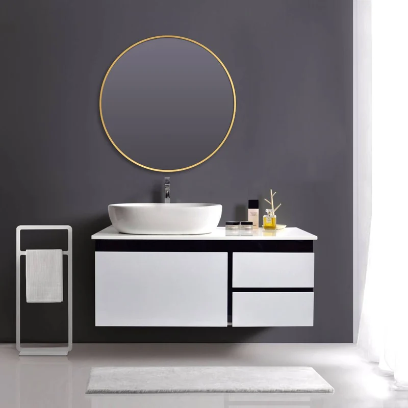 Brushed Brass 800mm x 800mm Plain Round Frame Mirror