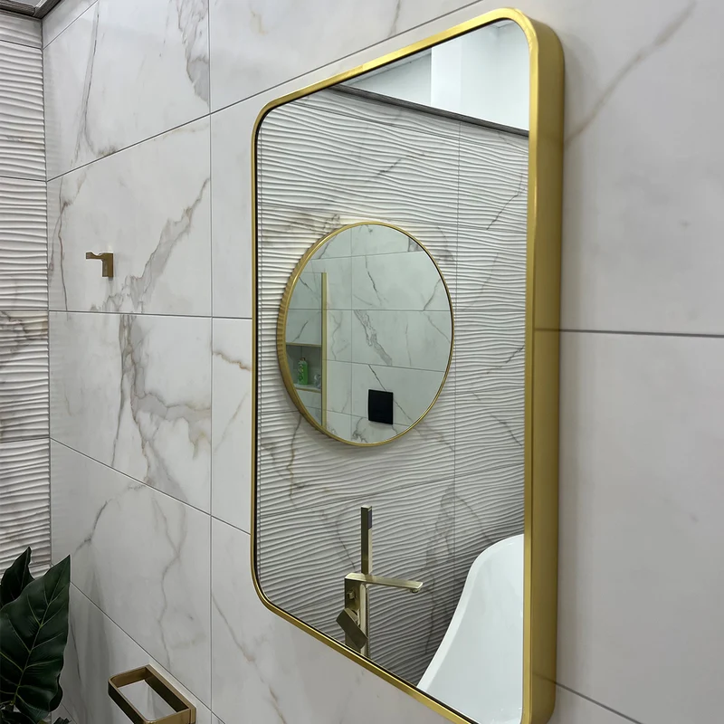 Brushed Brass 700mm x 500mm Plain Frame Mirror