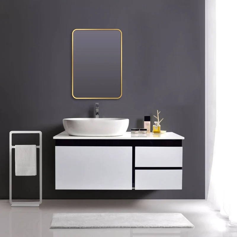 Brushed Brass 700mm x 500mm Plain Frame Mirror