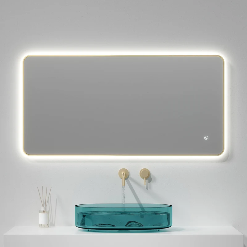 Brushed Brass 1200mm x 600mm Frame Mirror with Colour Change