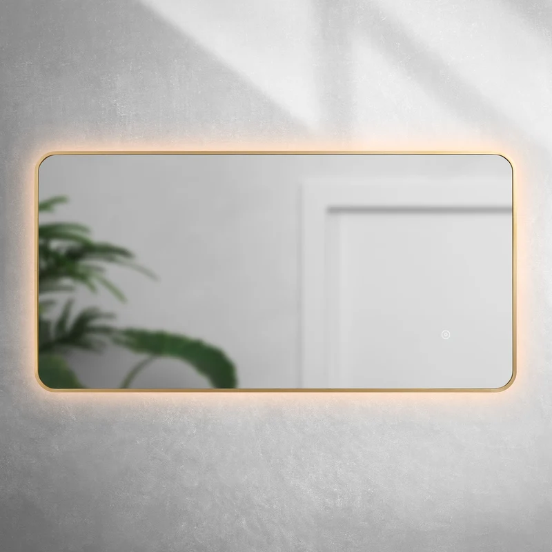 Brushed Brass 1200mm x 600mm Frame Mirror with Colour Change