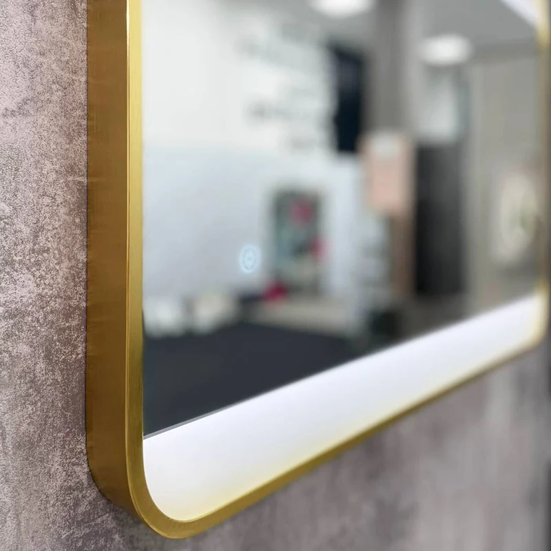 Brushed Brass 700mm x 500mm Frame Mirror with Colour Change