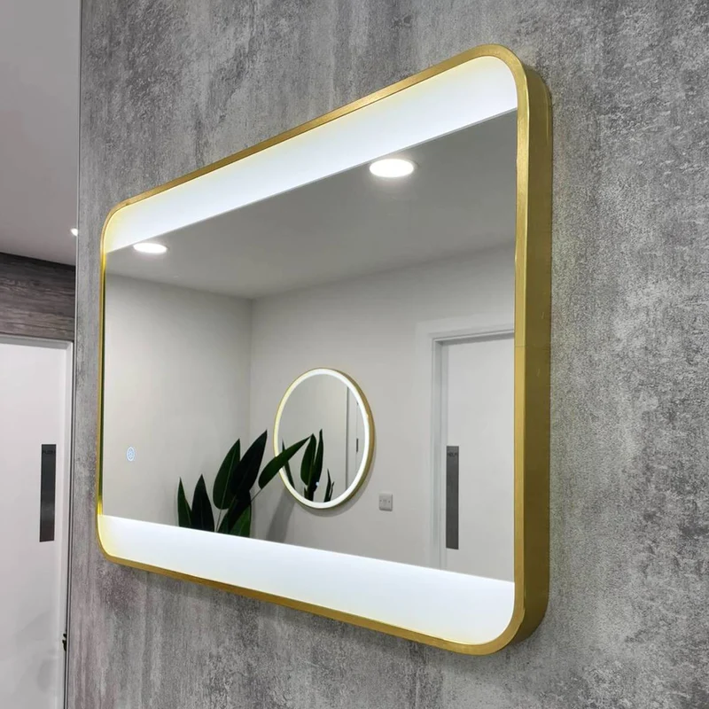 Brushed Brass 700mm x 500mm Frame Mirror with Colour Change