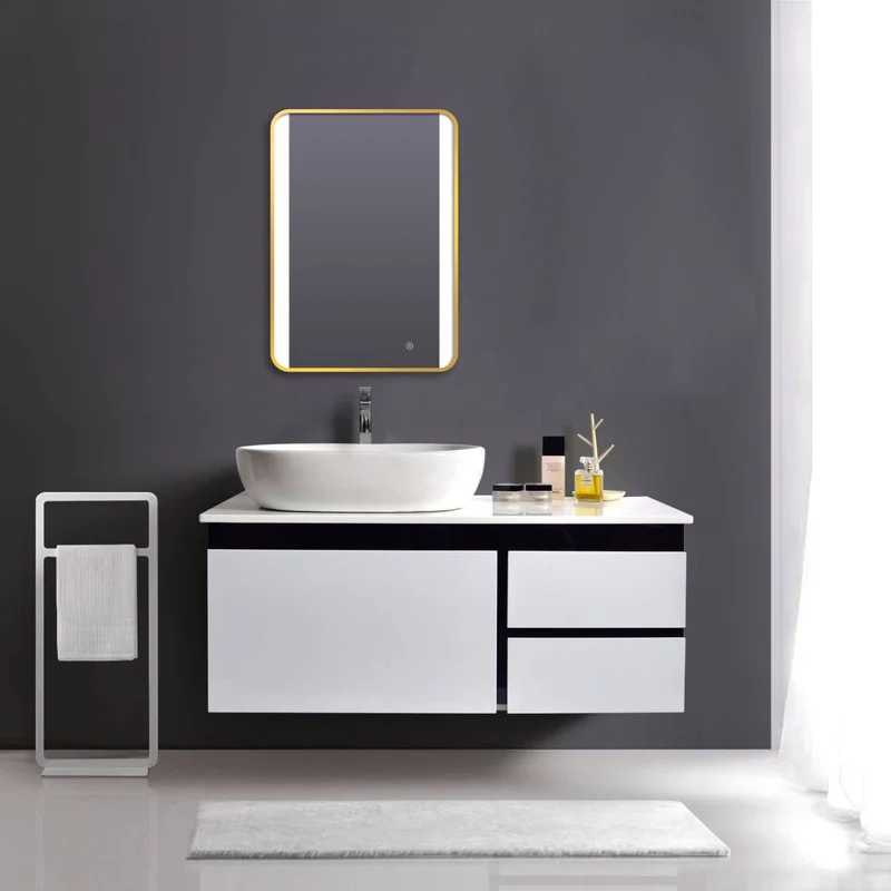 Brushed Brass 700mm x 500mm Frame Mirror with Colour Change