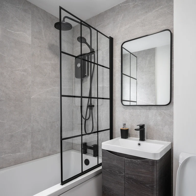 Noir 700mm x 500mm Plain Black Frame Mirror