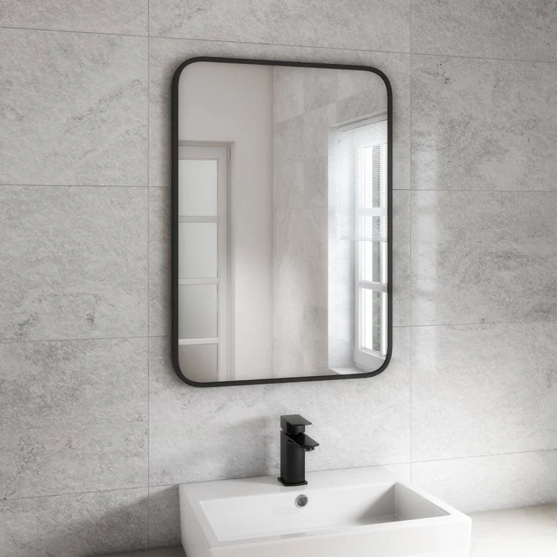 Noir 700mm x 500mm Plain Black Frame Mirror