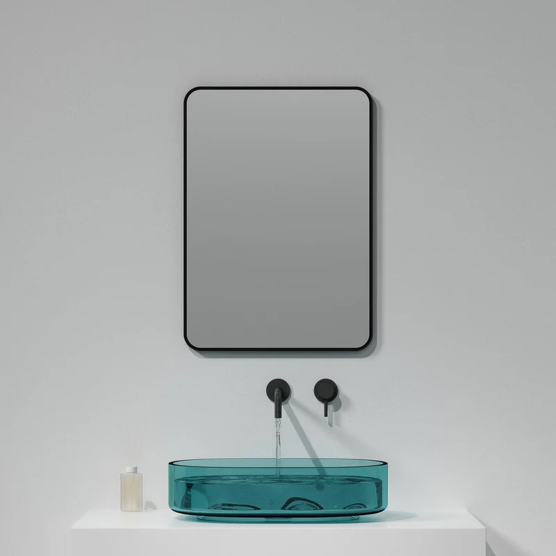 Noir 700mm x 500mm Plain Black Frame Mirror