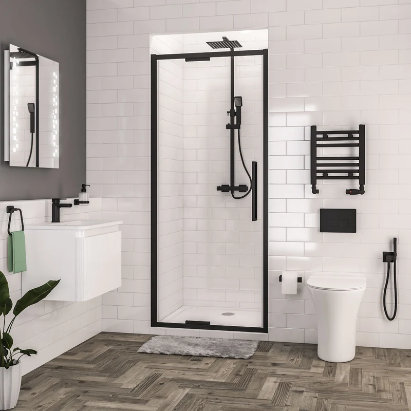 Corniche 2000 x 900mm In-Fold Door - Matt Black