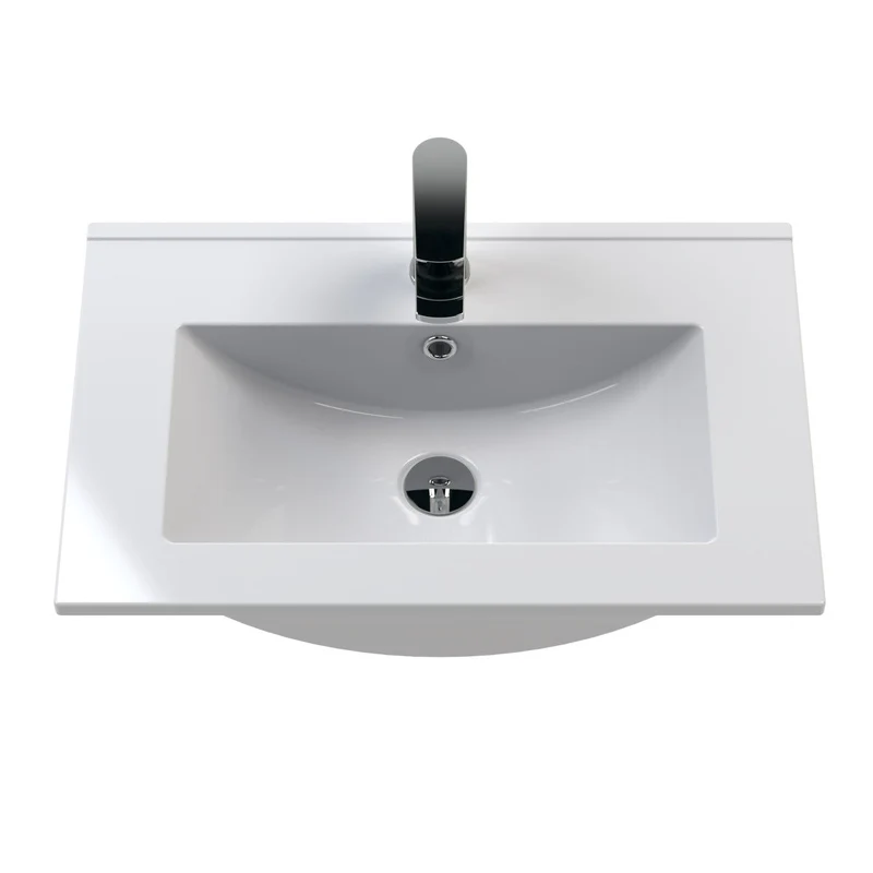 Hudson Reed Fluted Wall Hung 600mm Vanity Unit With 2 Drawers & Ceramic Basin - Satin Blue