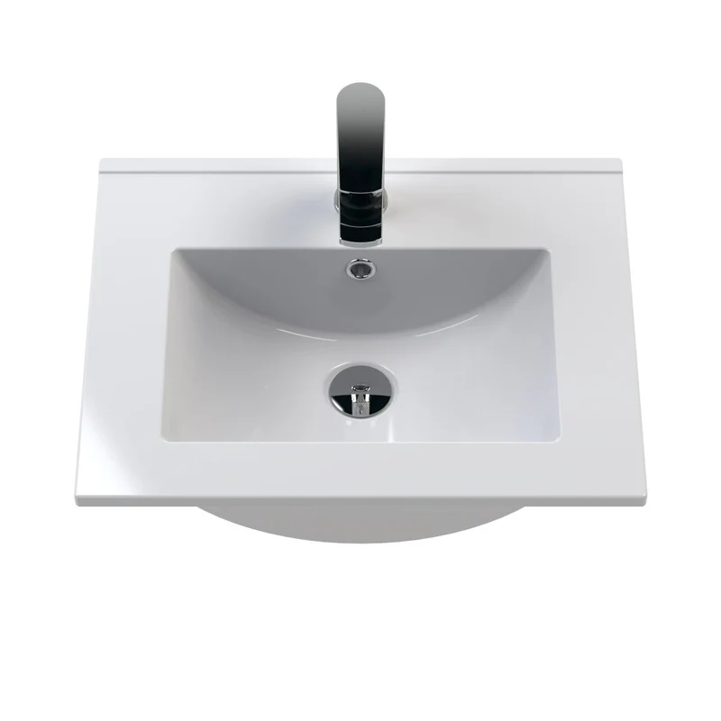 Hudson Reed Fluted Wall Hung 500mm Vanity Unit With 1 Drawer & Ceramic Basin - Satin Blue