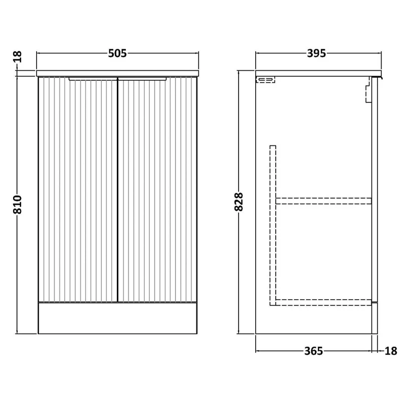 Hudson Reed Fluted Floor Standing 500mm Vanity Unit & Ceramic Basin - Satin Anthracite