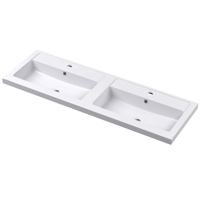 Hudson Reed Fluted Wall Hung 1200mm Vanity Unit With 4 Drawers & Twin Basin - Satin Green