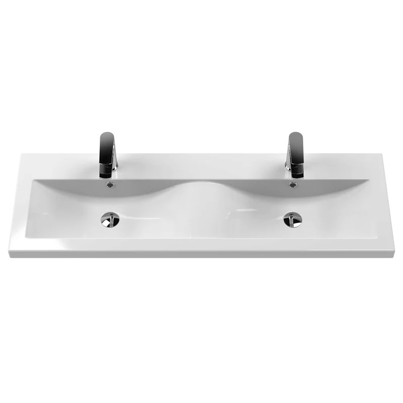 Hudson Reed Fluted Wall Hung 1200mm Vanity Unit With 4 Drawers & Twin Basin - Satin Anthracite
