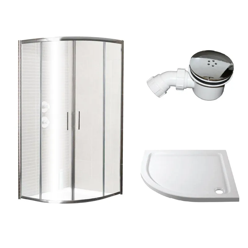 900mm Quadrant Shower Enclosure Bundle with Door, Tray and Waste