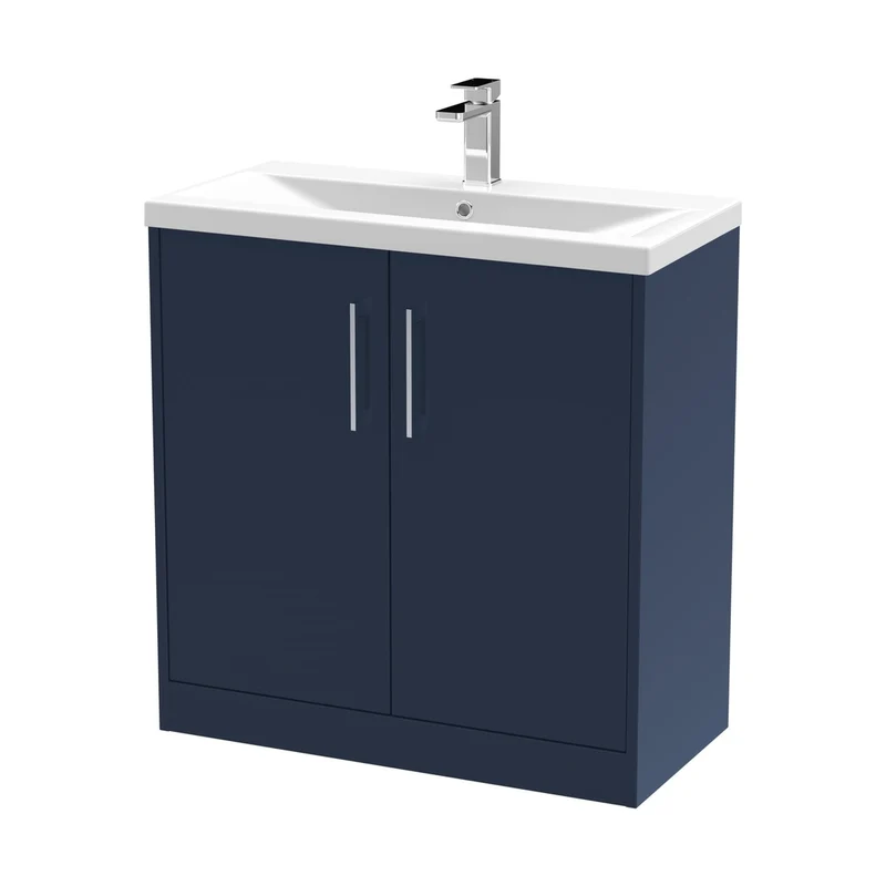 Hudson Reed Juno 800mm Floor Standing 2-door Vanity & Basin 1 Contemp Midnight Blue MFC Painted Matt 843x810x390mm