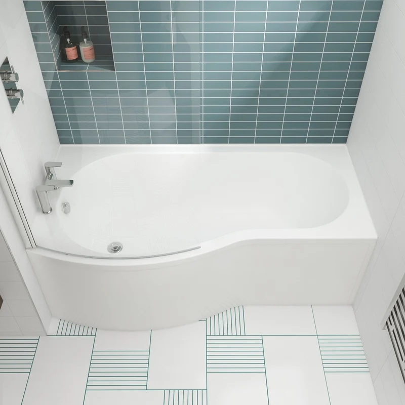 Nuie Shower Baths 1700mm Left Hand B-shaped Bath Contemporary White Acrylic 415x900x415mm