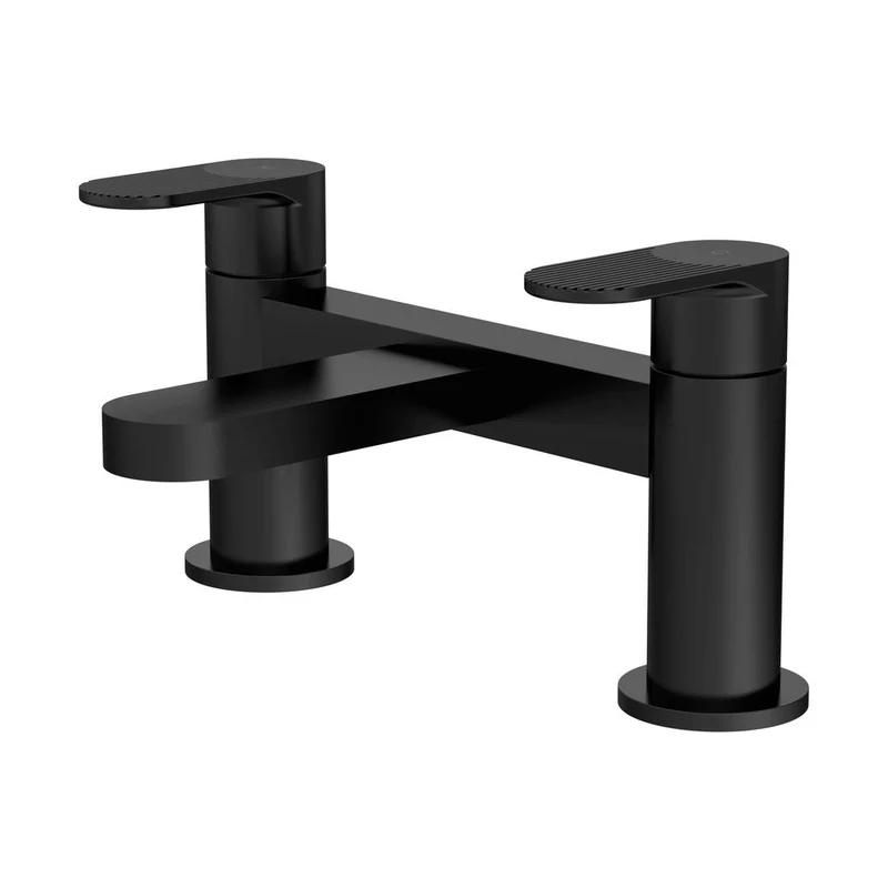 Nuie Cyprus Deck Mounted Bath Filler Contemporary Matt Black Brass 116x230x142mm