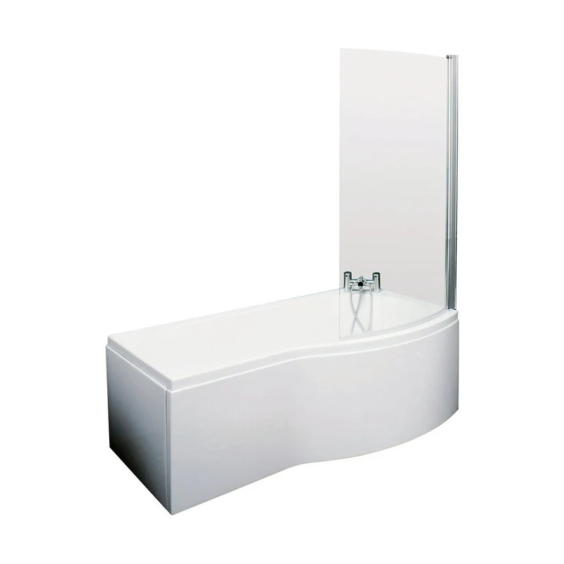 Nuie Shower Baths 1700mm B Shaped Right Hand Bath Set Contemporary White Acrylic,aluminium