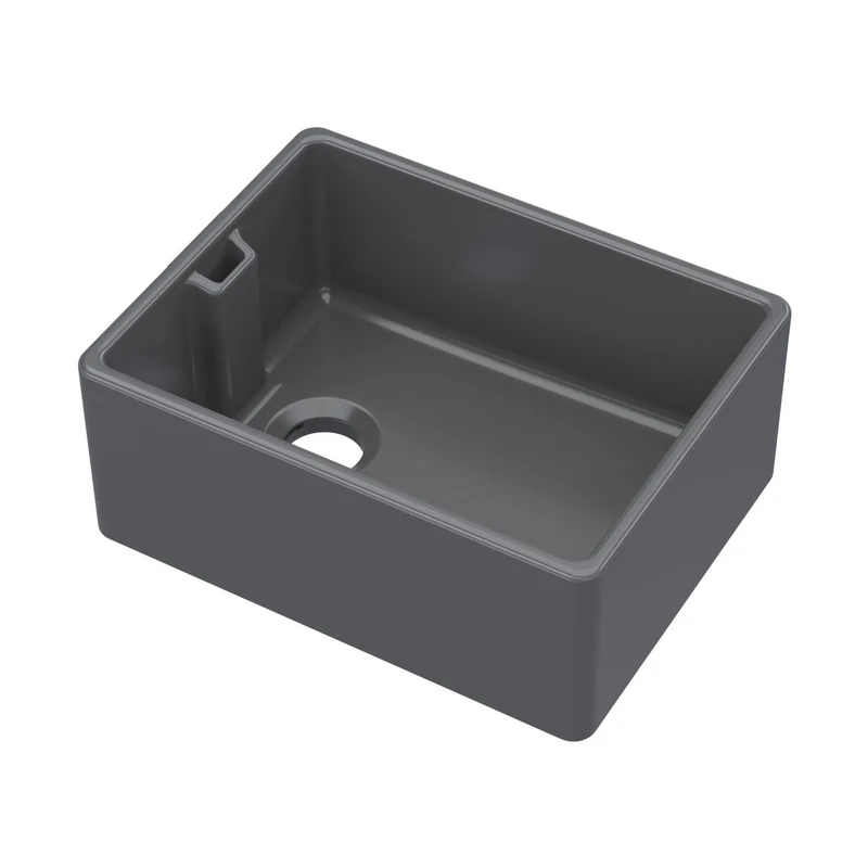 Nuie Belfast Sink 595x455x254 Traditional Soft Black Fireclay 245x595x455mm