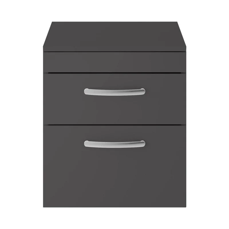Nuie Athena 500mm Wall Hung Cabinet With Worktop Contemporary Gloss Grey MFC Painted Gloss 505x505x390mm