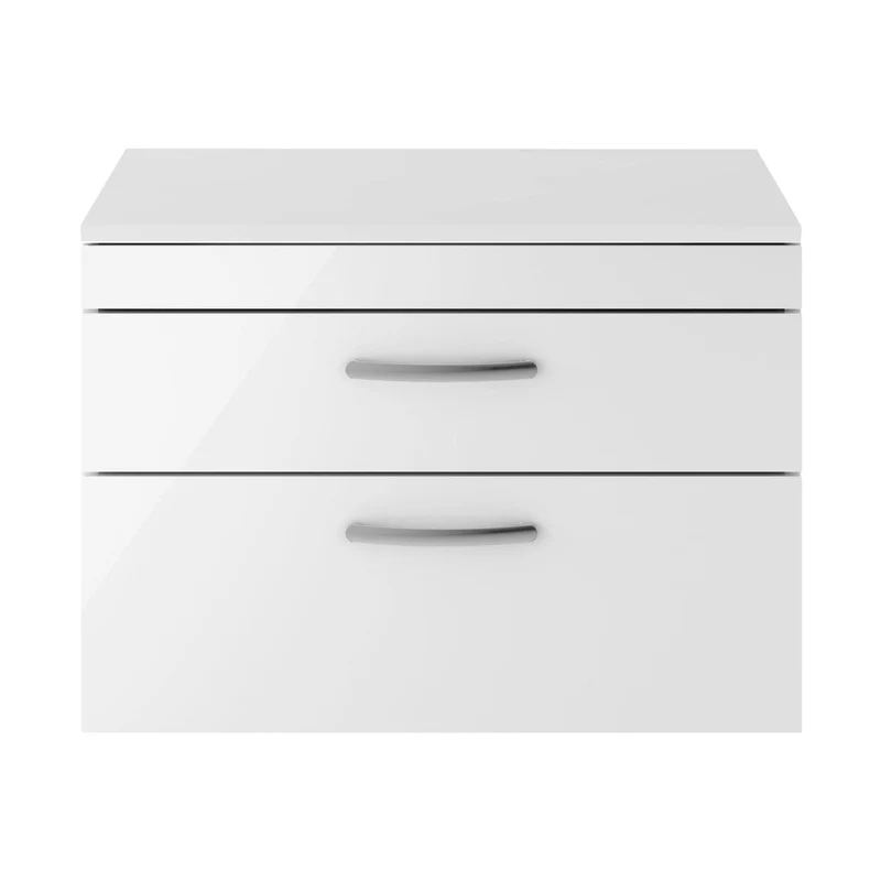 Nuie Athena 800mm Wall Hung Vanity With Worktop Contemporary Gloss White MFC Painted Gloss 556x805x390mm
