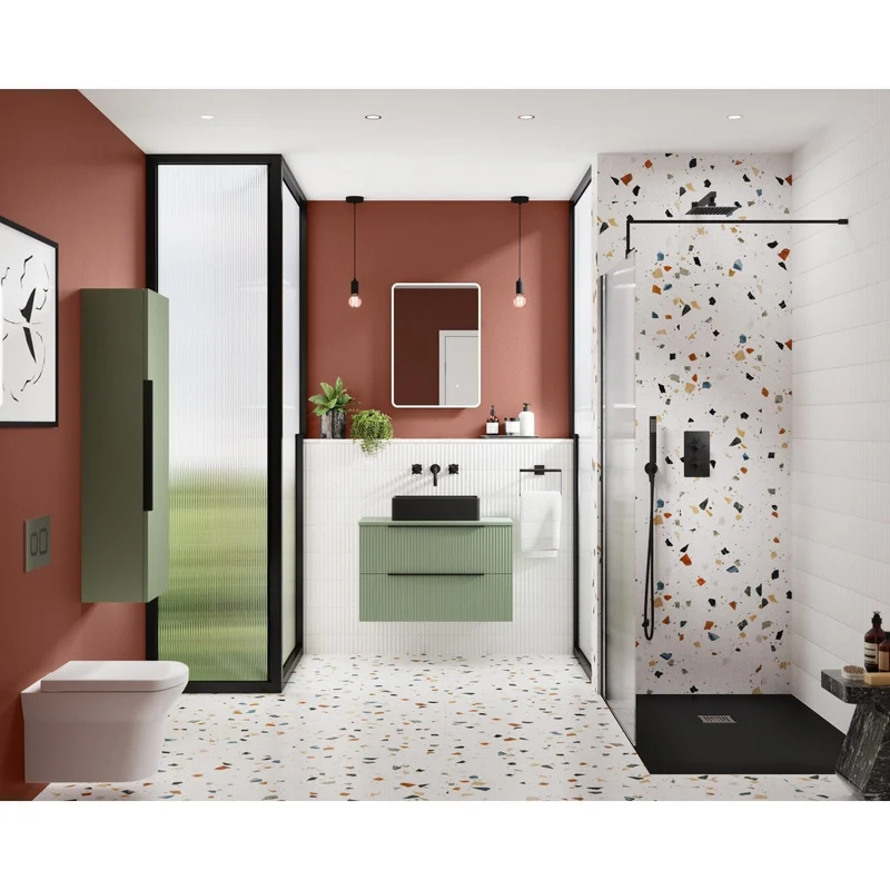Hudson Reed Fluted Wall Hung 1200 x 400mm Tall Unit - Satin Green