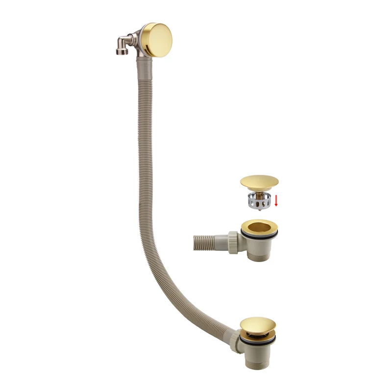 Lux Overflow Bath Filler With Clicker Waste - Brushed Brass