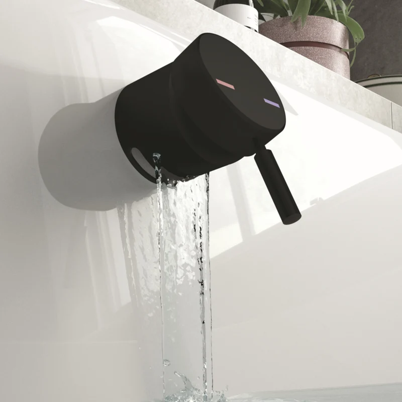 Lux Overflow Bath Filler With Built In Control Valve & Waste - Matt Black