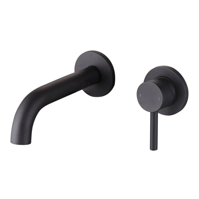 Lux Wall Mounted 2 Hole Basin Mixer - Matt Black