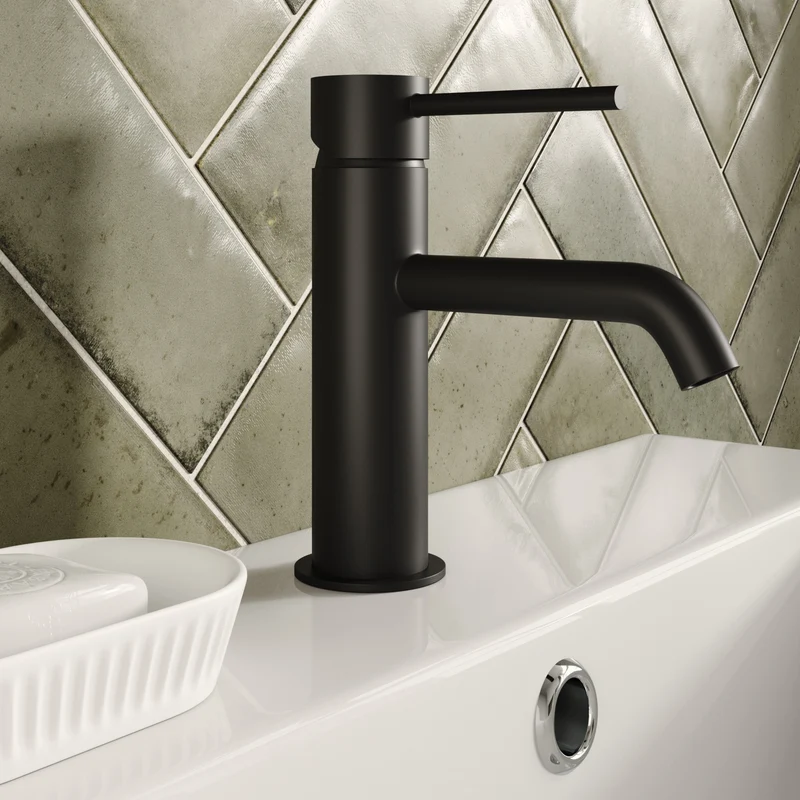 Lux Monobloc Basin Mixer With Waste - Matt Black
