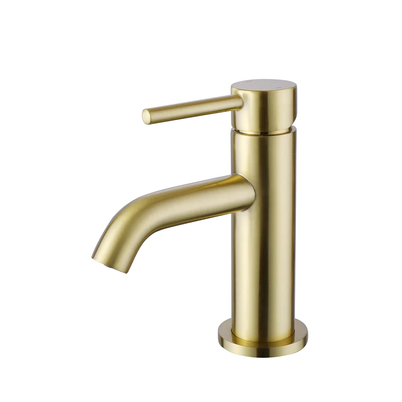Lux Mini Monobloc Basin Mixer With Waste - Brushed Brass