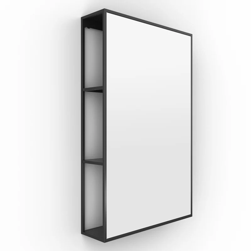 Origins Living Dockside Mirror With Open Shelving 50x80cm - Black