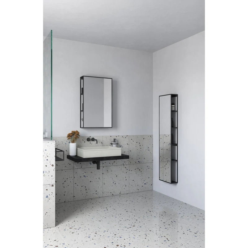 Origins Living Dockside Mirror With Open Shelving 30x60cm - Black