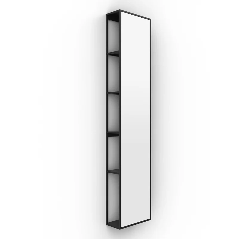 Origins Living Dockside Mirror With Open Shelving 140x30cm - Black